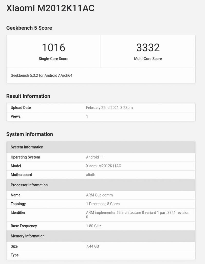 Redmi K40 Spotted on Geekbench Ahead of February 25th Launch: Key Specifications Leaked