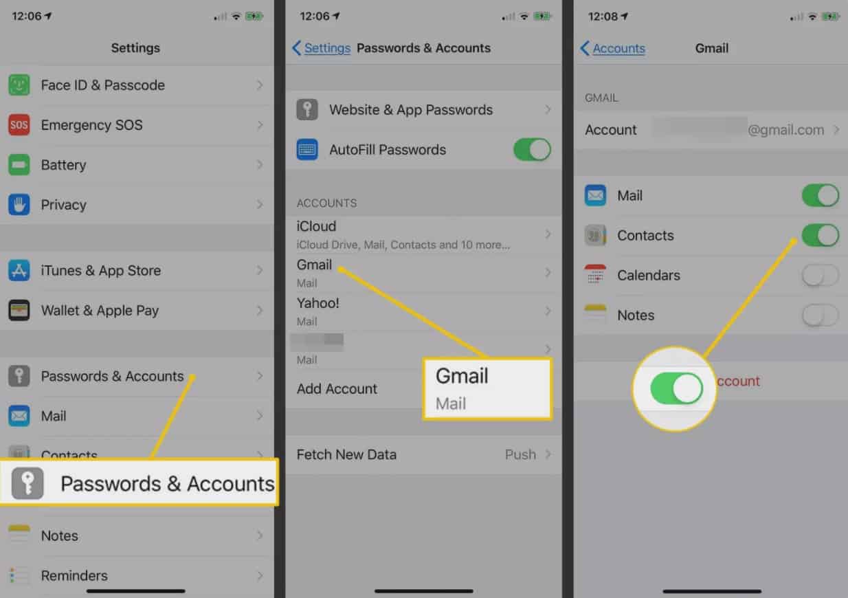 How to Transfer Contacts from iPhone to Android using Google Account: