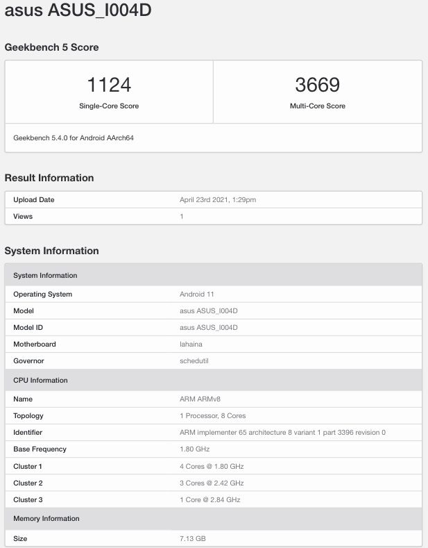 ASUS ZenFone 8/8Pro Spotted on Geekbench With Snapdragon 888 SoC, 8GB RAM, and More