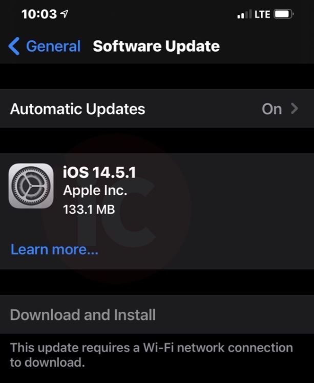 apple ios 14.5 1 update