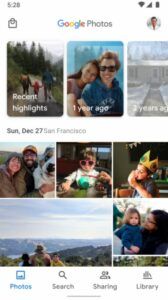 Google Photos "Sharing" tab back to the bottom of the screen