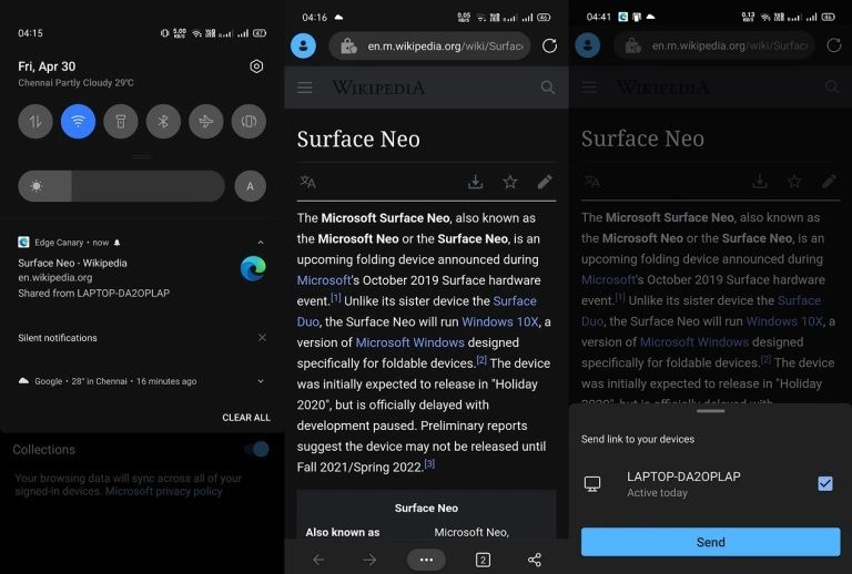 Microsoft will soon let you share tabs on Edge from Windows 10 to Android & vice versa