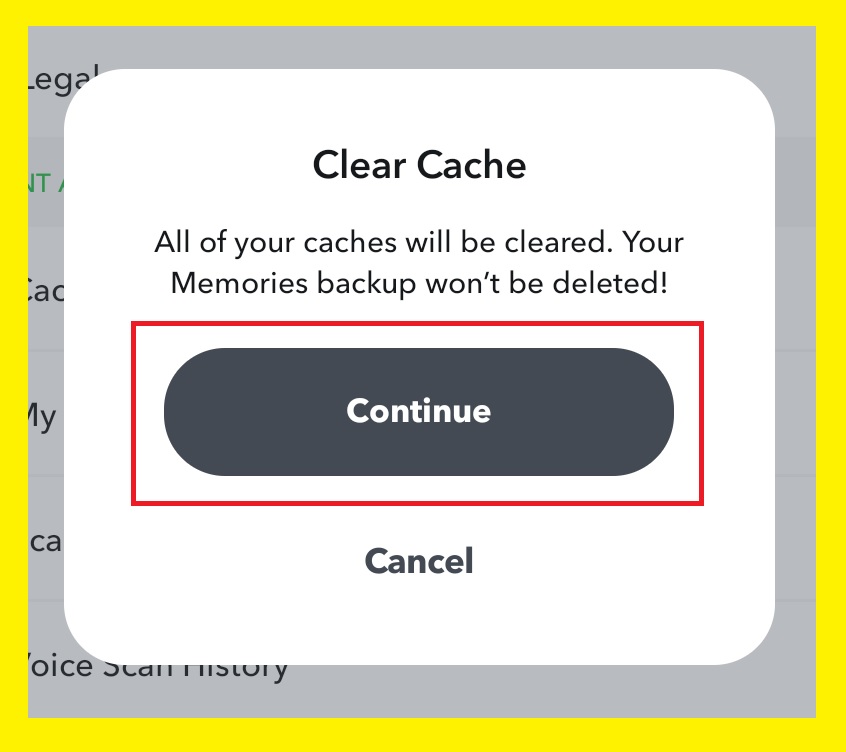 Clear Cache from Snapchat 1