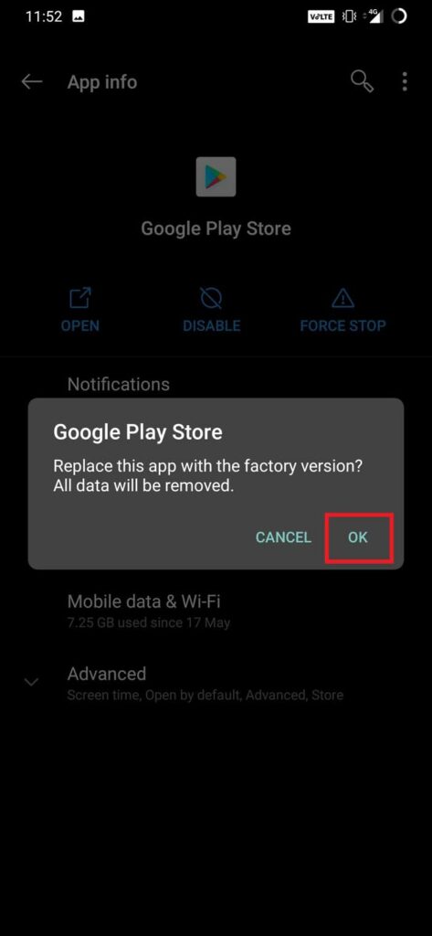 confirm uninstall play store updates