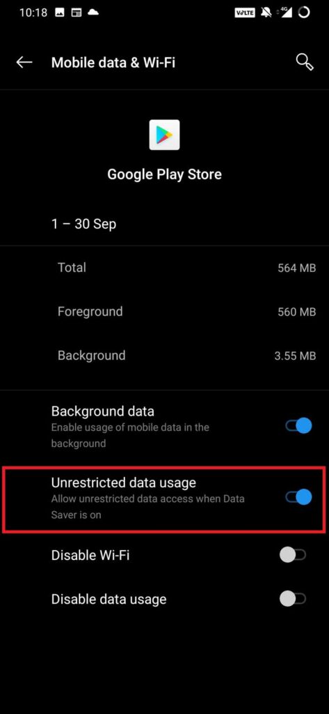 enable unrestricted data usage