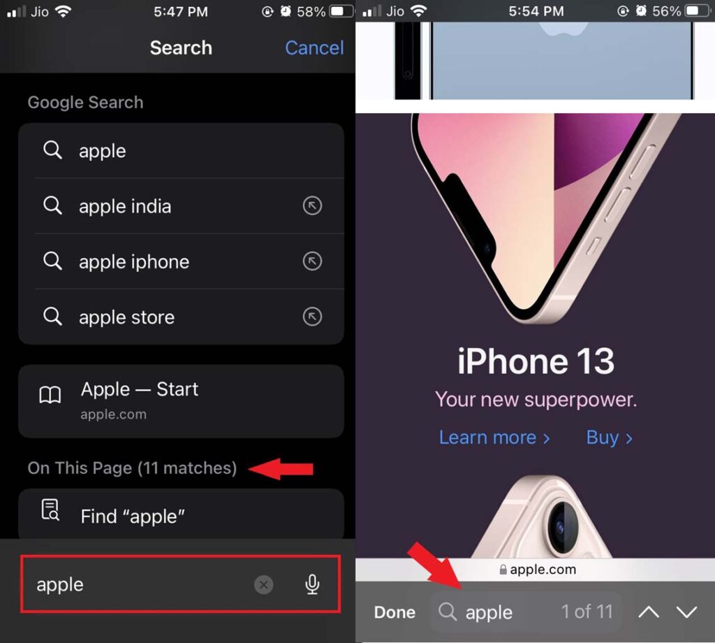 how to control F on iPhone