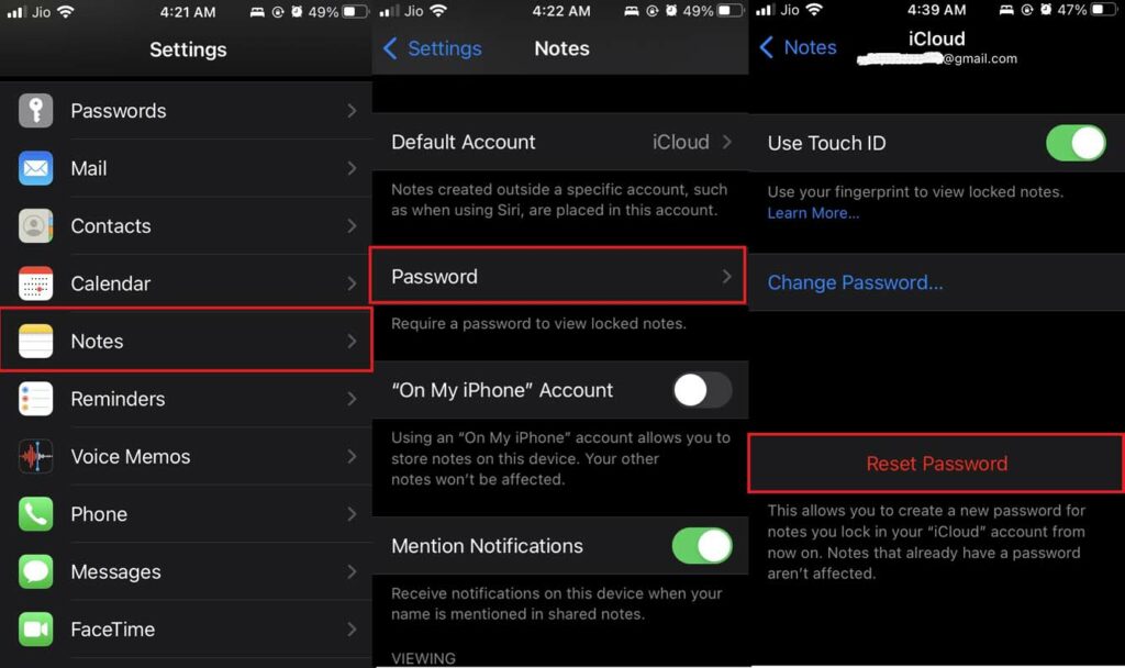 Reset Notes Password on iPhones and iPads