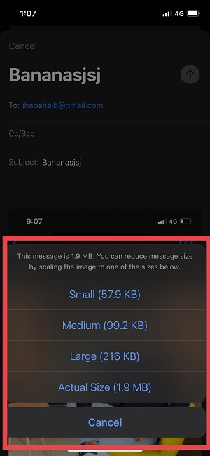 Resize Photos on iPhone via Mail