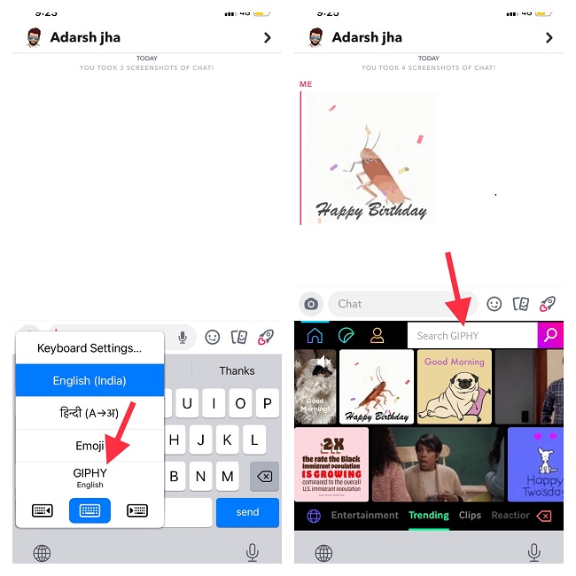 Send GIFs in Snapchat Chats on your iPhone
