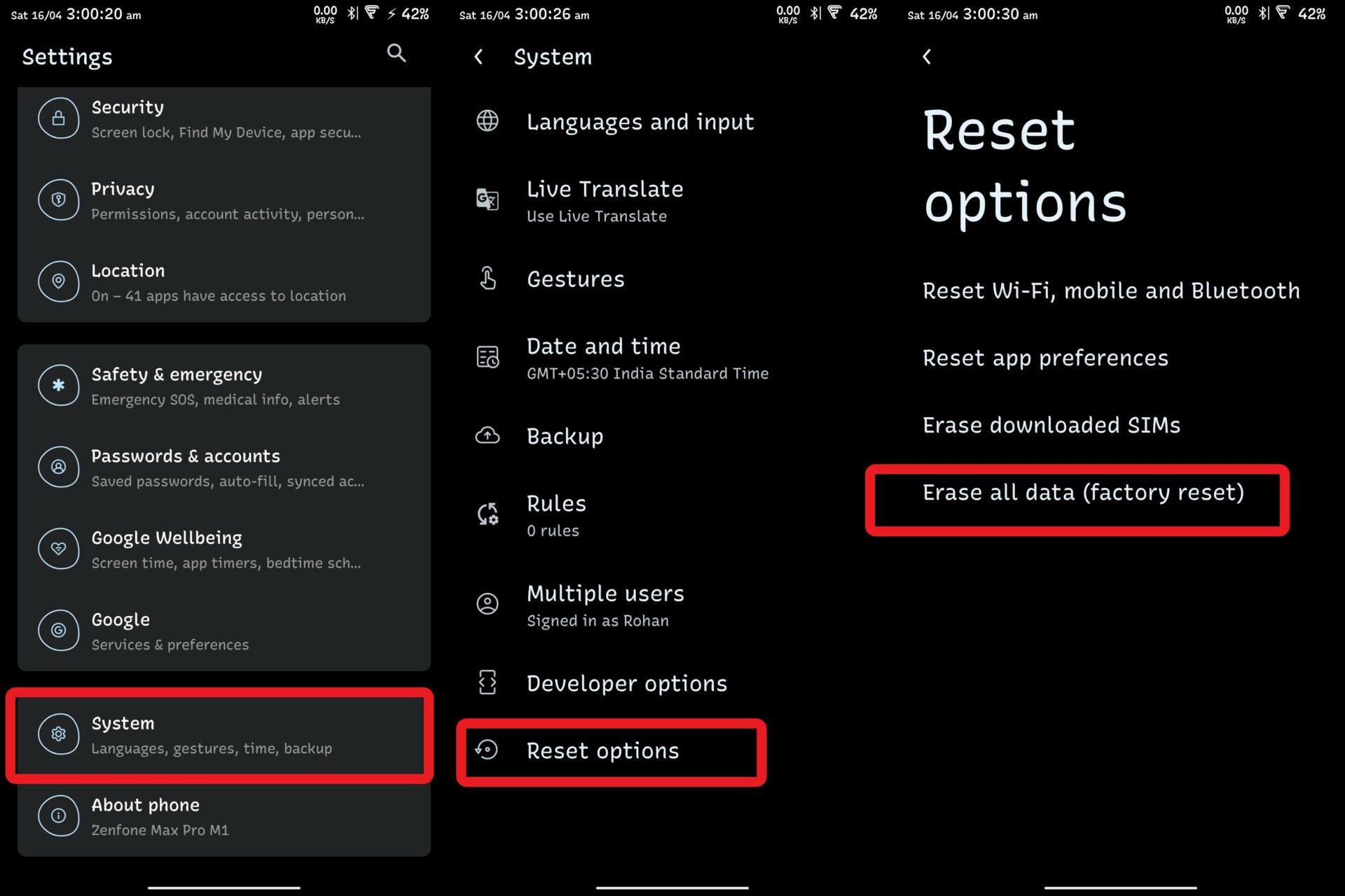 Reset Android devices to unlock Snapchat Account