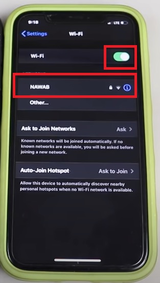 Enable Wi-Fi on unconnected iPhone and Select the required WiFi router
