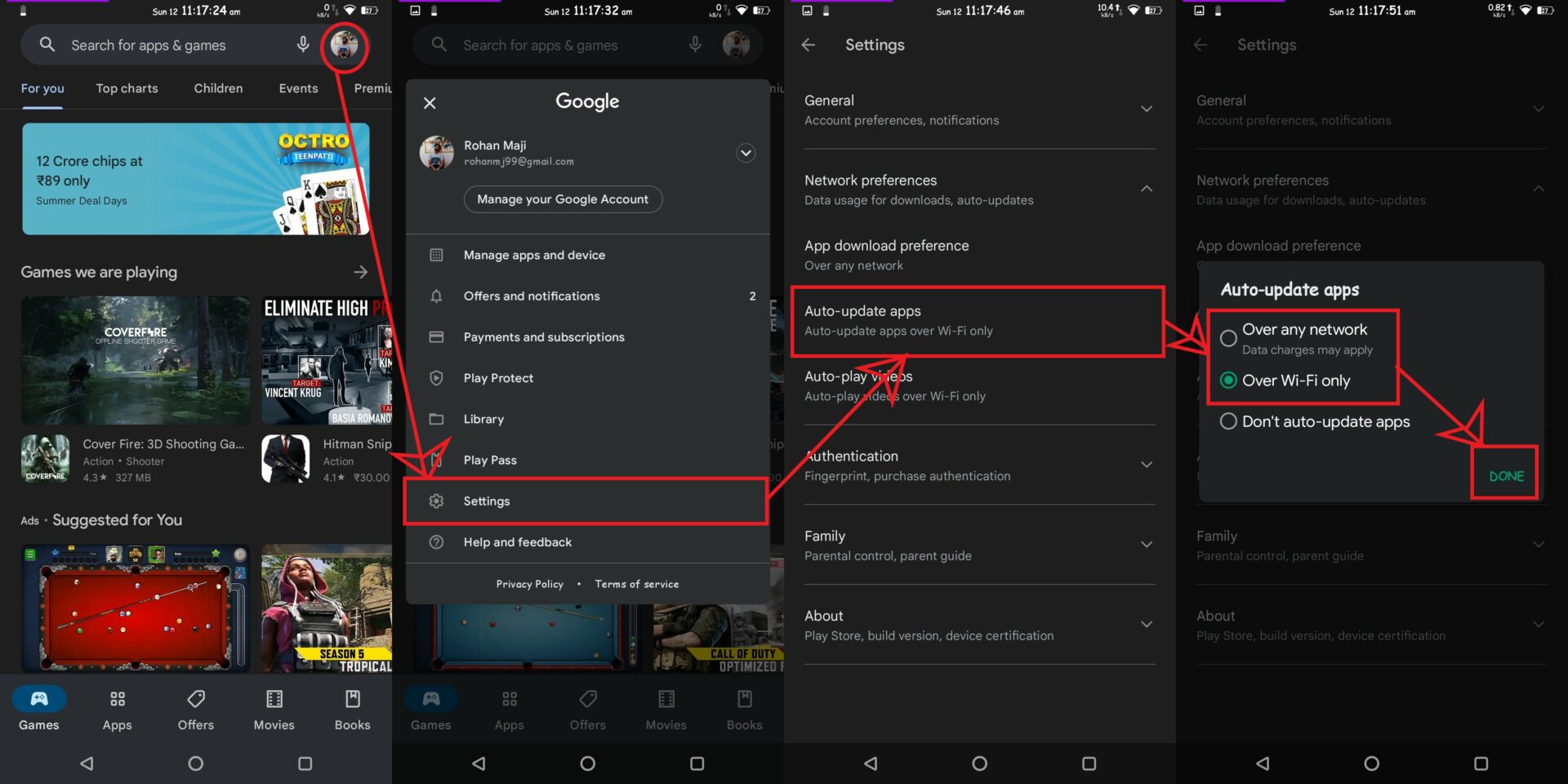 Enable automatic app updates in Android to Update Snapchat