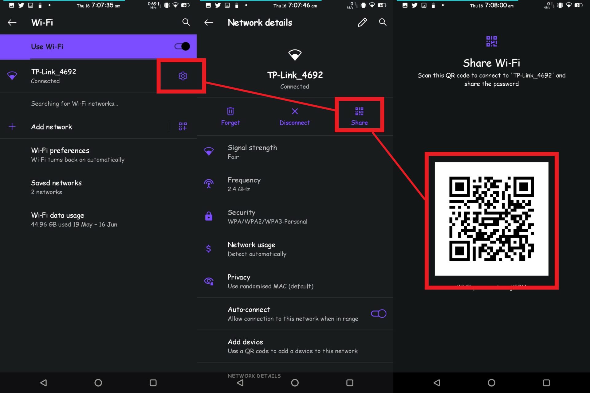 Generate QR code from connected WIFi device to connect without password