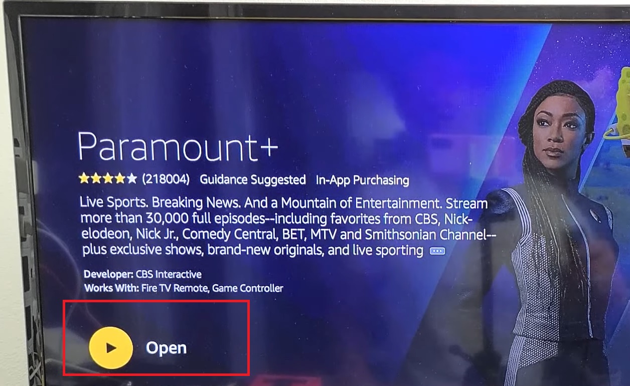 Open the Paramount+ App on Firestick