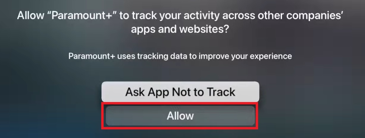 Select the Allow button to enable Apple activity sync