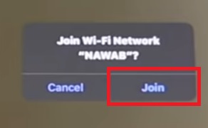 Tap on Join to join the scanned WiFi network on iPhone